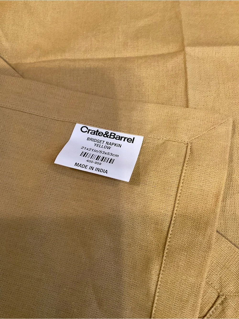 Crate & Barrel Bridget Yellow Napkins